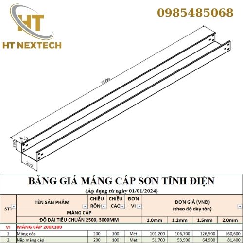 Bản vẽ kỹ thuật máng cáp 200x100