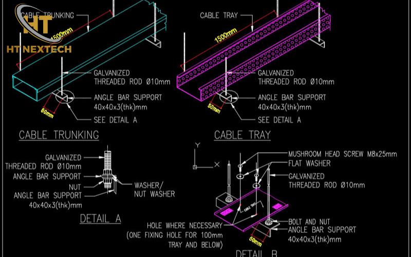Bản vẽ thang máng cáp CAD