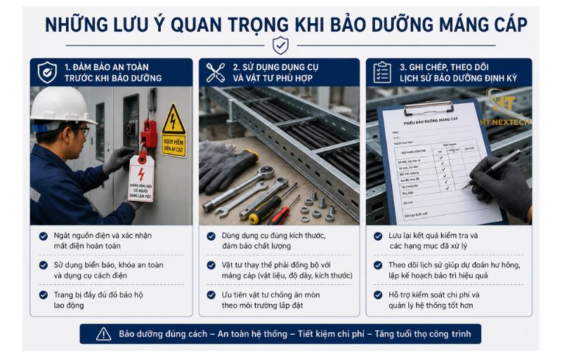 Những lưu ý quan trọng khi bảo dưỡng máng cáp