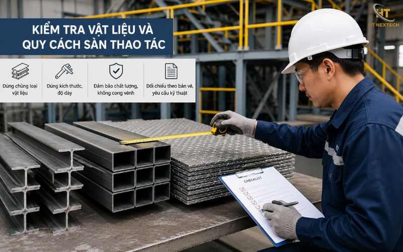 Kiểm tra vật liệu và quy cách sàn thao tác
