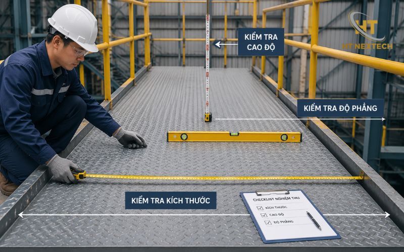 Kiểm tra kích thước, cao độ và độ phẳng