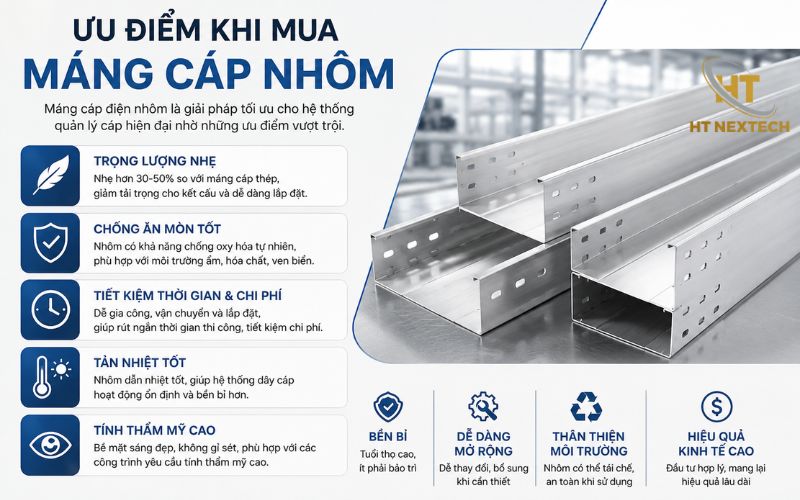 Ưu điểm khi mua máng cáp nhôm