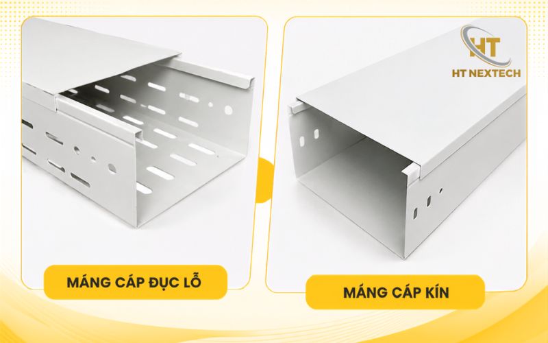 Hình ảnh máng cáp đục lỗ và máng cáp kín